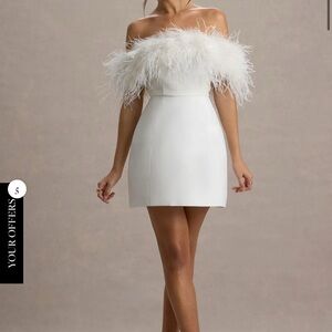 Club L London Strapless White Feather Dress